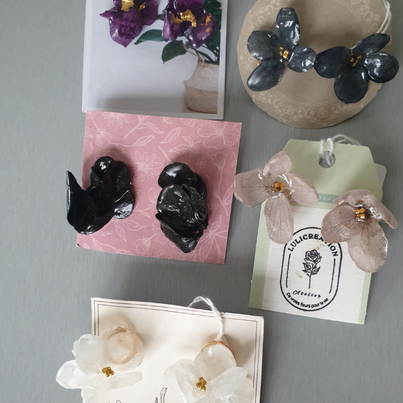 Boucles d'oreilles Hydrangea baby couleurs